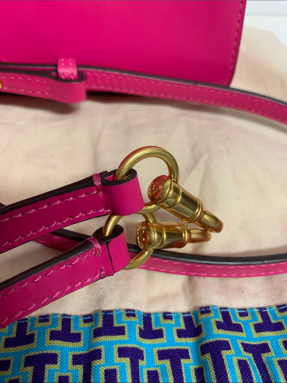 Tory Burch Hot Pink Mini Top-Handle Bag with Gold Hardware - Picture 2 of 12